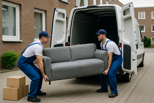 Möbeltransport per Beiladung Duisburg – Sofa wird in den Transporter geladen
